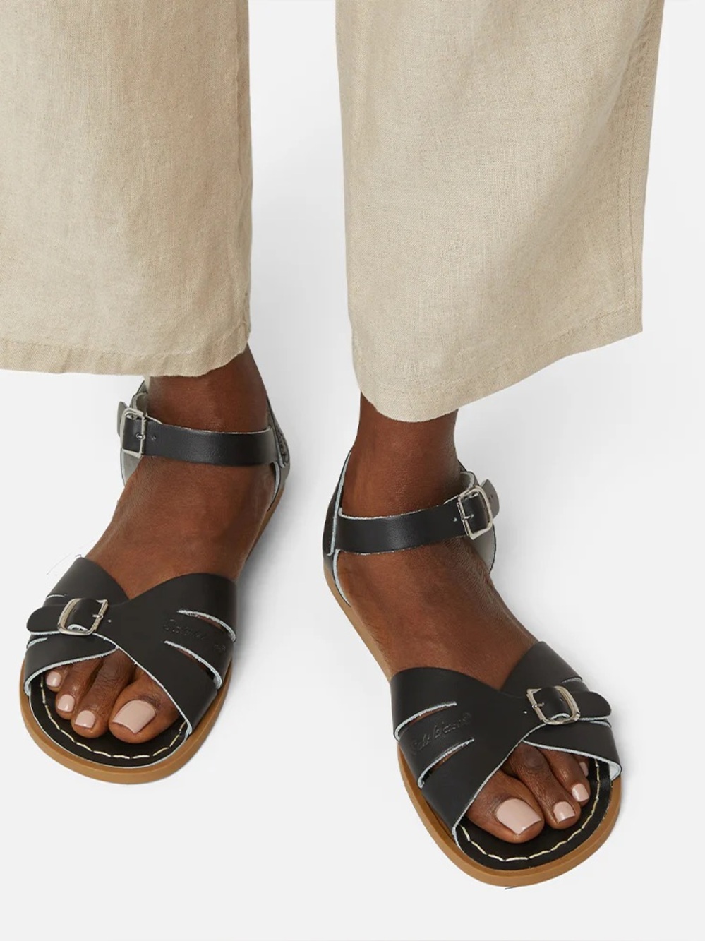 Salt Water Sandals Black Leather Buckle Sandals